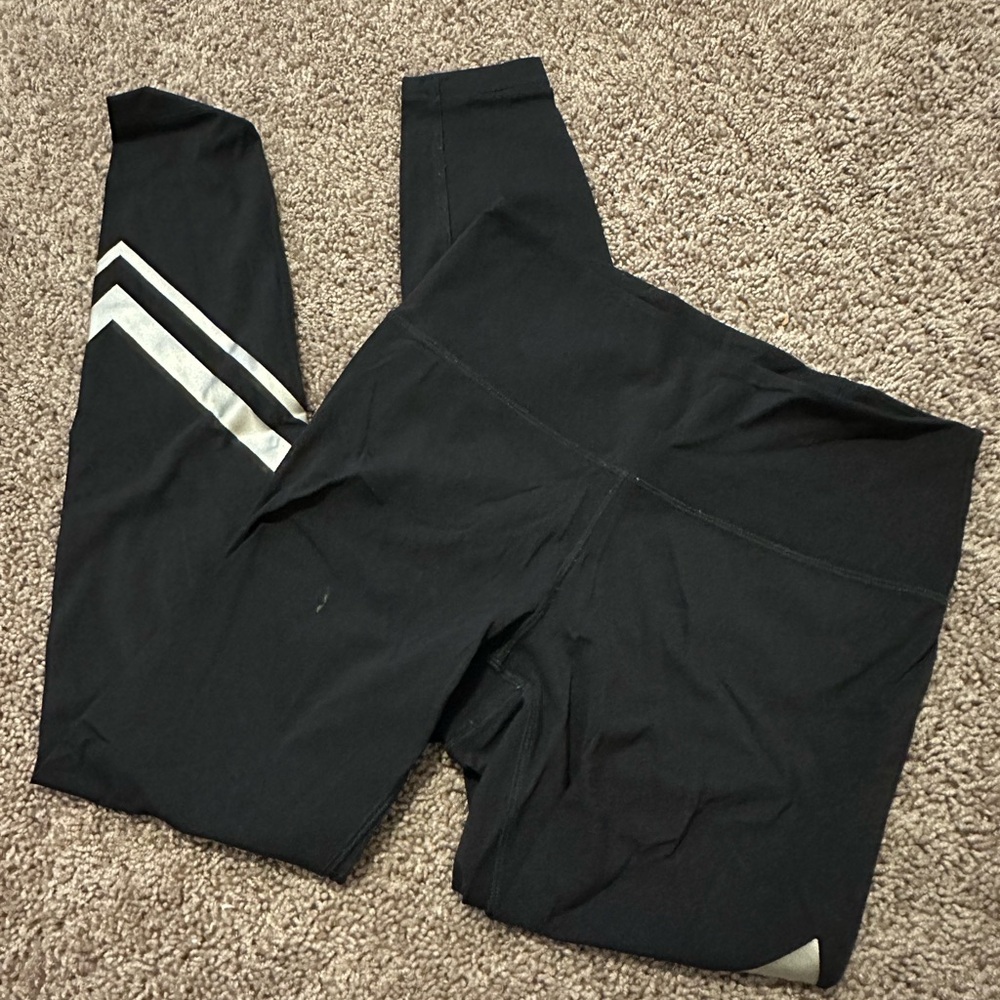 Tory Burch Black Leggings with Silver Stripes